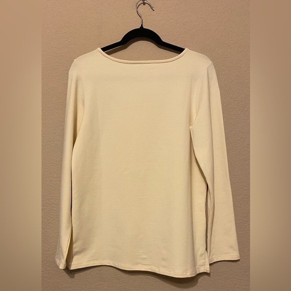 Spartina 449 Brooke Knit Top Shirt Cream Peru French Terry Cotton Small Boatneck - Picture 4 of 8